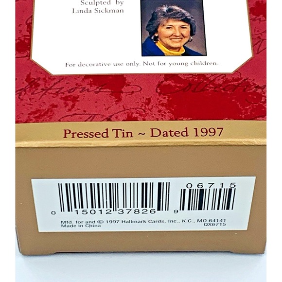 1997 Hallmark Pressed Tin Meadow Santa Vintage Christmas Ornament Mint in Box - Picture 11 of 11